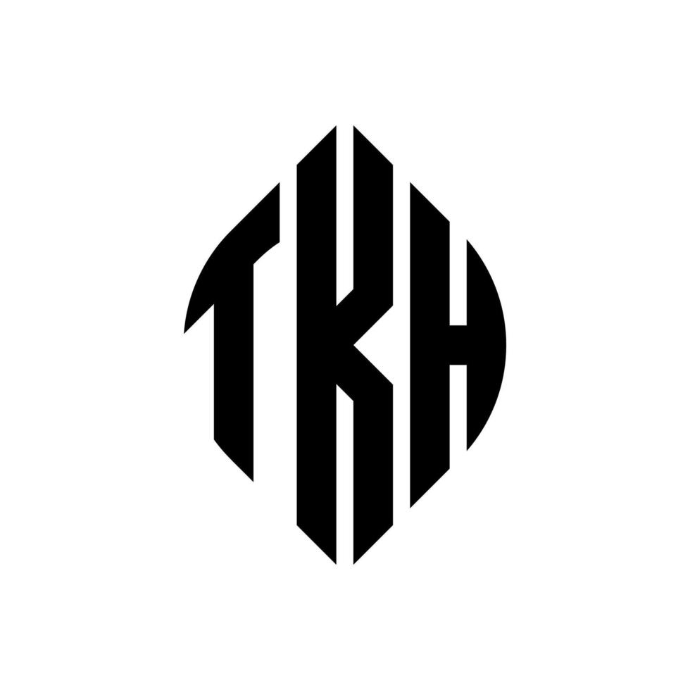 TKH circle letter logo design with circle and ellipse shape. TKH ellipse letters with typographic style. The three initials form a circle logo. TKH Circle Emblem Abstract Monogram Letter Mark Vector. vector