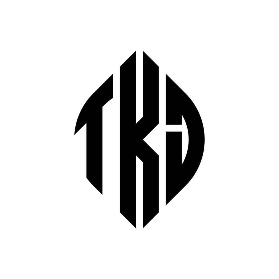 TKJ circle letter logo design with circle and ellipse shape. TKJ ellipse letters with typographic style. The three initials form a circle logo. TKJ Circle Emblem Abstract Monogram Letter Mark Vector. vector