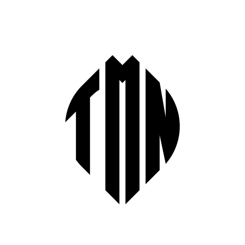 diseño de logotipo de letra circular tmn con forma de círculo y elipse. tmn letras elipses con estilo tipográfico. las tres iniciales forman un logo circular. vector de marca de letra de monograma abstracto del emblema del círculo tmn.