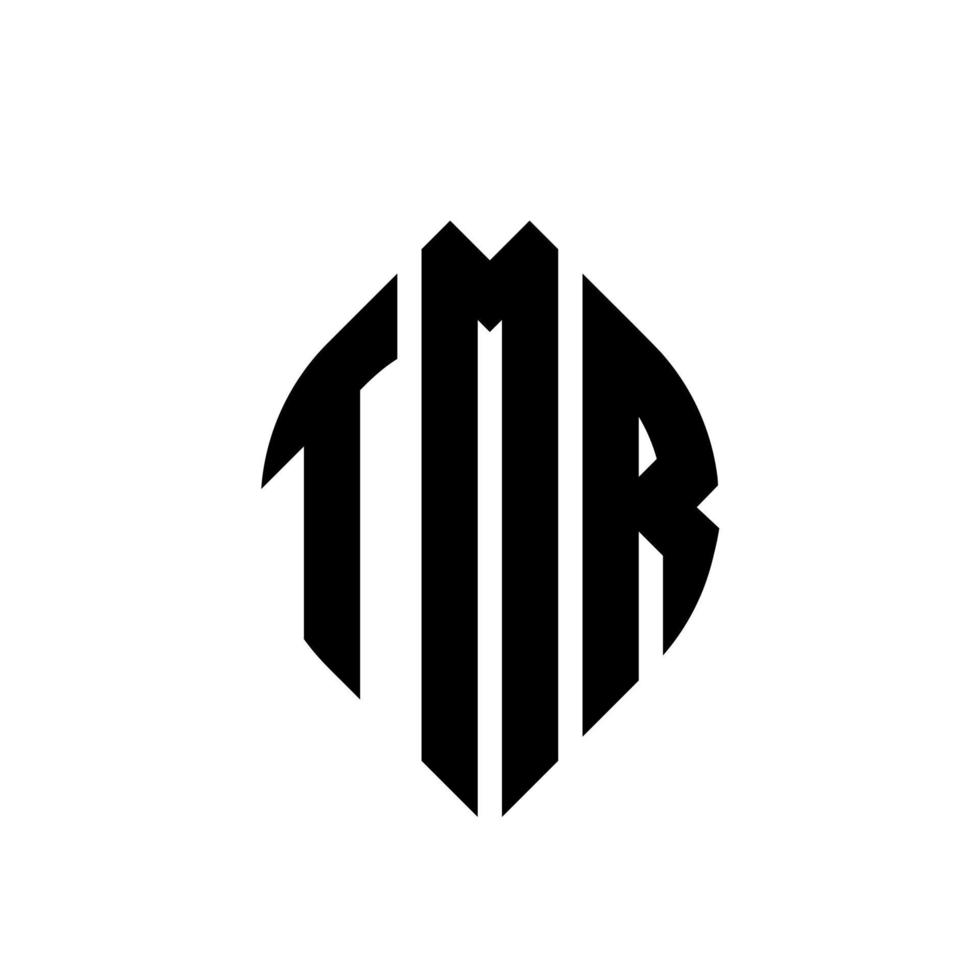 TMR circle letter logo design with circle and ellipse shape. TMR ellipse letters with typographic style. The three initials form a circle logo. TMR Circle Emblem Abstract Monogram Letter Mark Vector. vector
