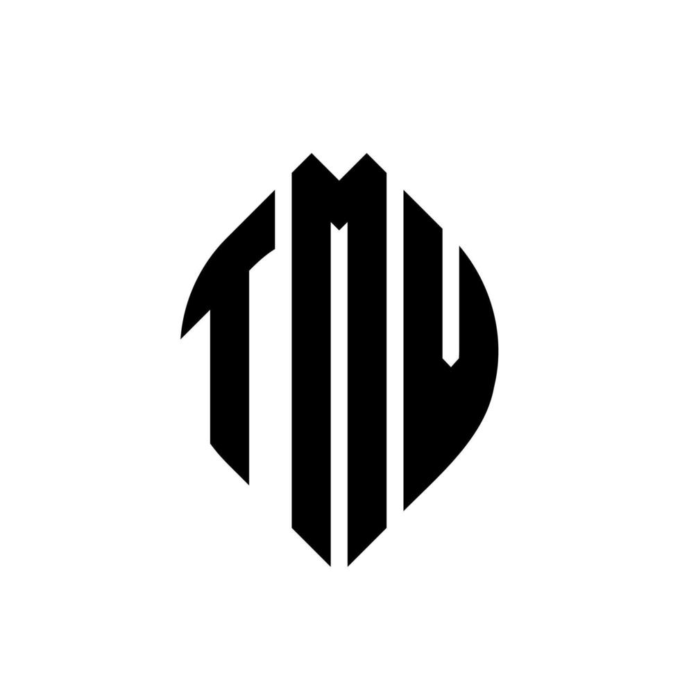 diseño de logotipo de letra circular tmv con forma de círculo y elipse. tmv letras elipses con estilo tipográfico. las tres iniciales forman un logo circular. vector de marca de letra de monograma abstracto del emblema del círculo tmv.