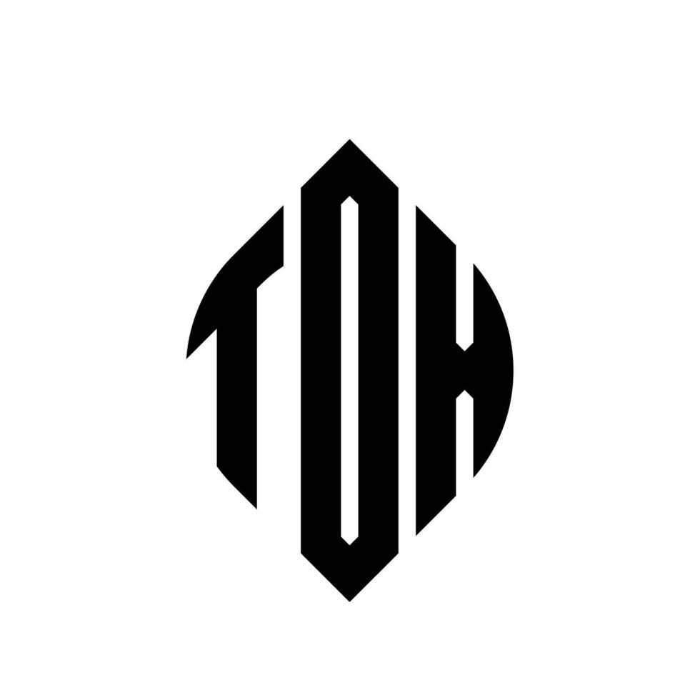 diseño de logotipo de letra de círculo tox con forma de círculo y elipse. tox letras elipses con estilo tipográfico. las tres iniciales forman un logo circular. vector de marca de letra de monograma abstracto del emblema del círculo tox.