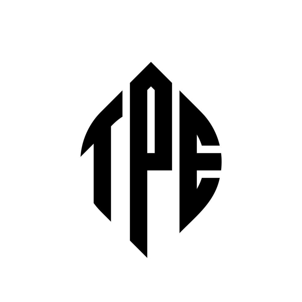 diseño de logotipo de letra de círculo tpe con forma de círculo y elipse. tpe letras elipses con estilo tipográfico. las tres iniciales forman un logo circular. vector de marca de letra de monograma abstracto del emblema del círculo tpe.