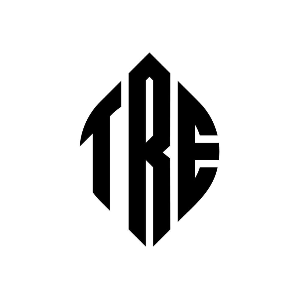 TRE circle letter logo design with circle and ellipse shape. TRE ellipse letters with typographic style. The three initials form a circle logo. TRE Circle Emblem Abstract Monogram Letter Mark Vector. vector