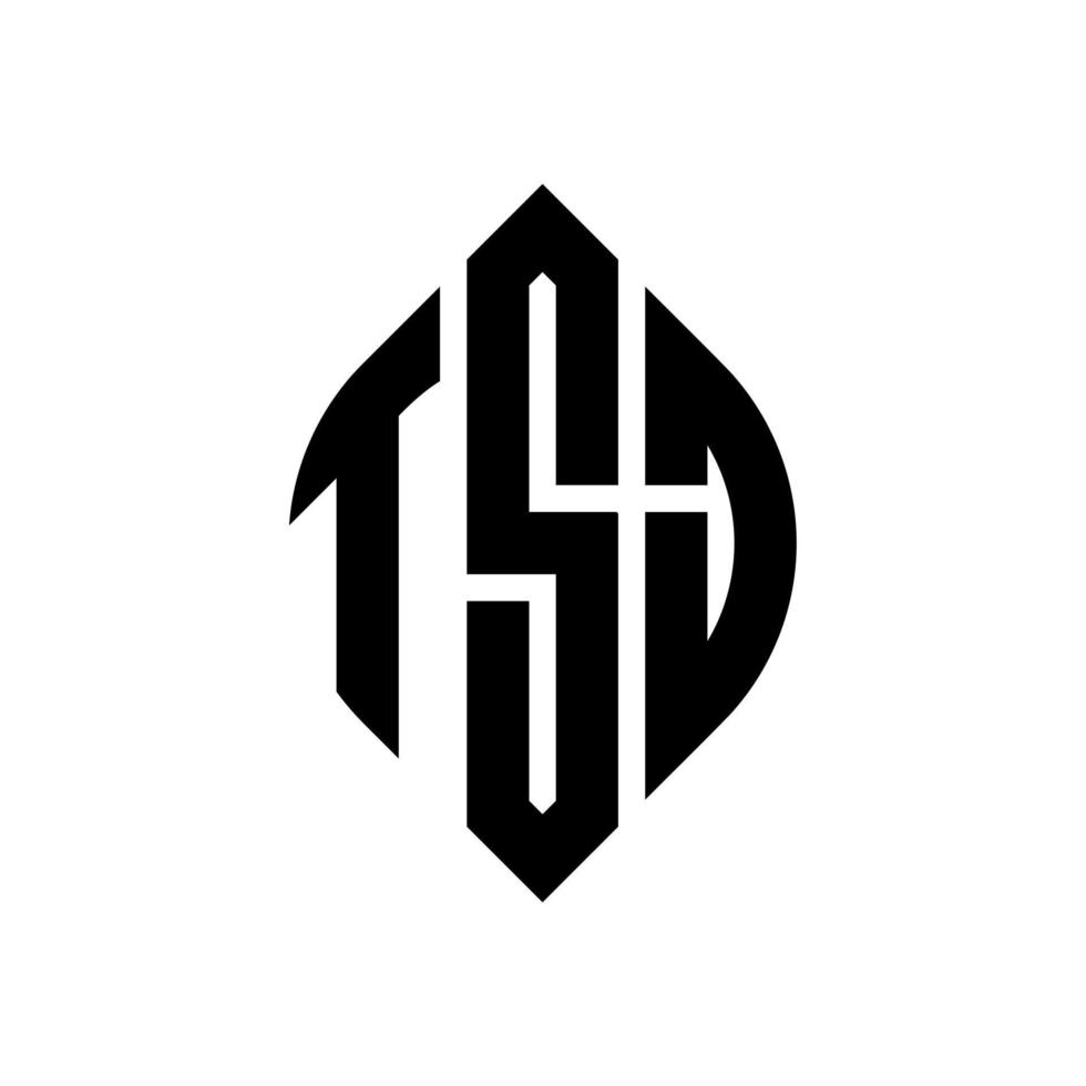 diseño de logotipo de letra circular tsj con forma de círculo y elipse. tsj letras elipses con estilo tipográfico. las tres iniciales forman un logo circular. vector de marca de letra de monograma abstracto del emblema del círculo tsj.
