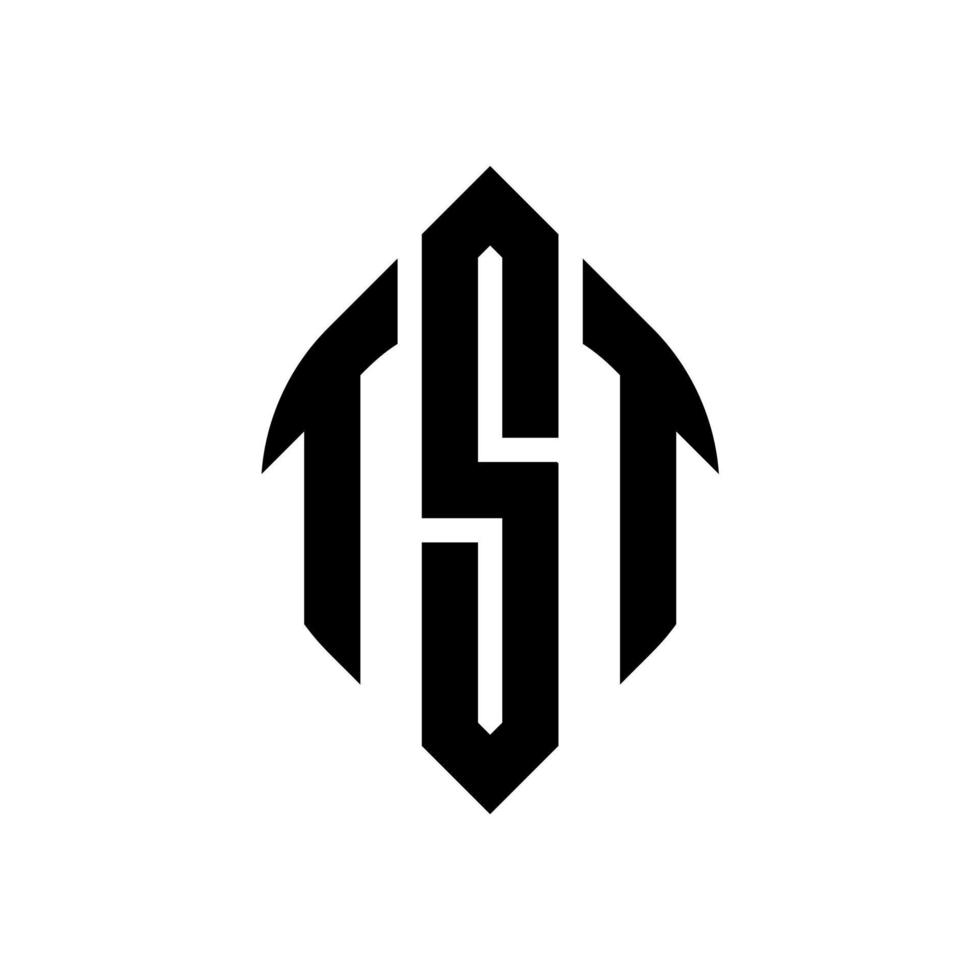 diseño de logotipo de letra de círculo tst con forma de círculo y elipse. tst letras elipses con estilo tipográfico. las tres iniciales forman un logo circular. vector de marca de letra de monograma abstracto del emblema del círculo tst.