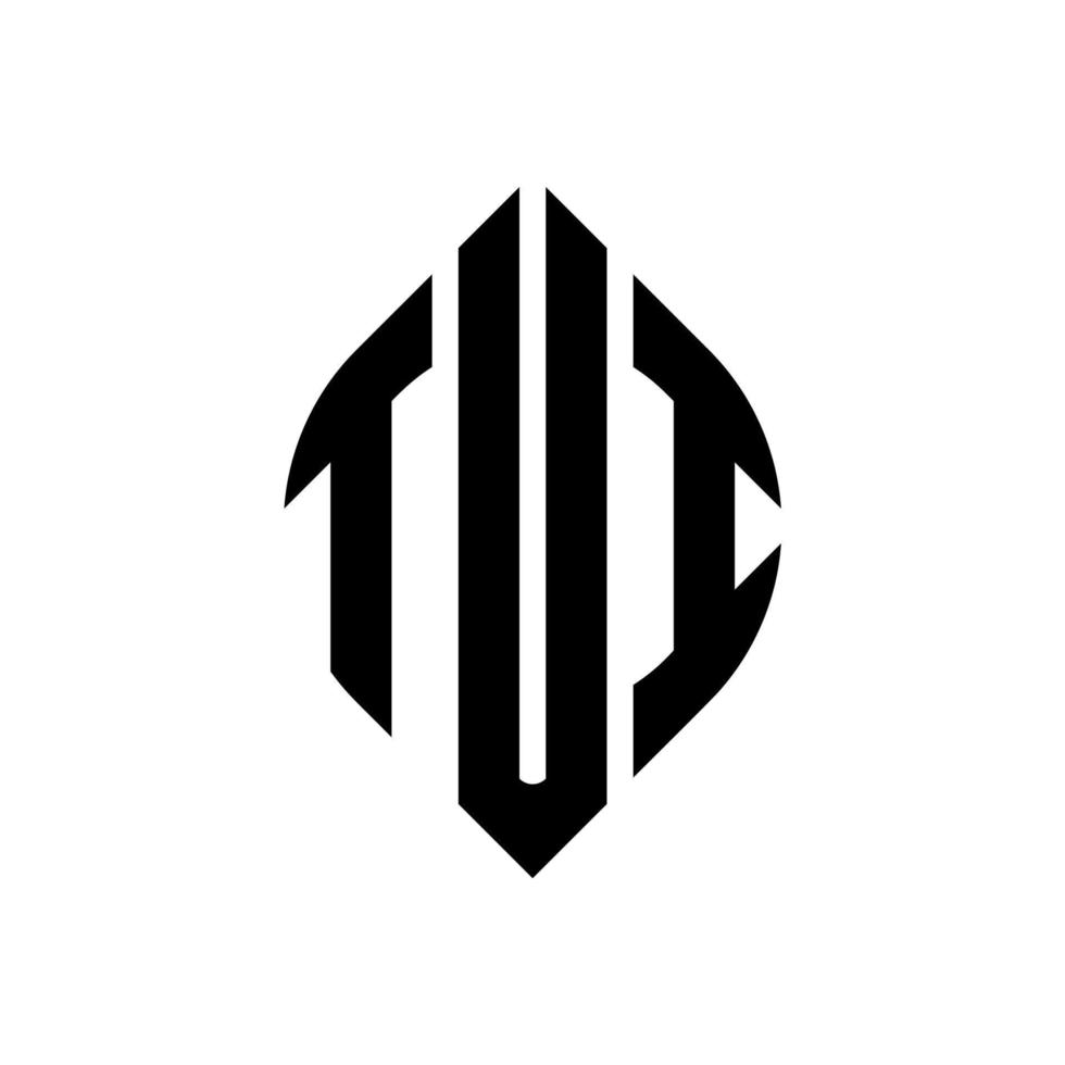 diseño de logotipo de letra circular tui con forma de círculo y elipse. tui elipse letras con estilo tipográfico. las tres iniciales forman un logo circular. vector de marca de letra de monograma abstracto del emblema del círculo tui.