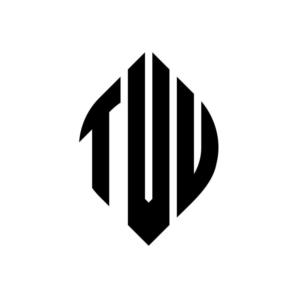 TVU circle letter logo design with circle and ellipse shape. TVU ellipse letters with typographic style. The three initials form a circle logo. TVU Circle Emblem Abstract Monogram Letter Mark Vector. vector