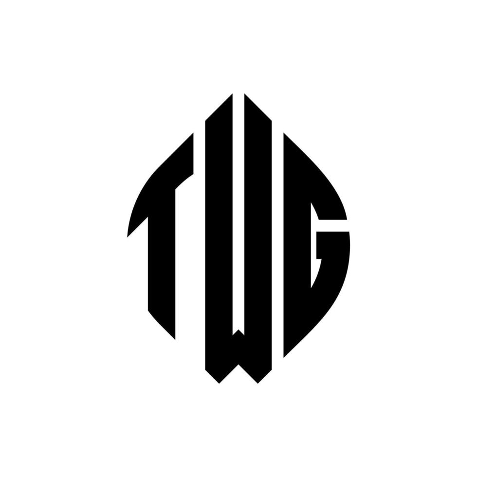 TWG circle letter logo design with circle and ellipse shape. TWG ellipse letters with typographic style. The three initials form a circle logo. TWG Circle Emblem Abstract Monogram Letter Mark Vector. vector