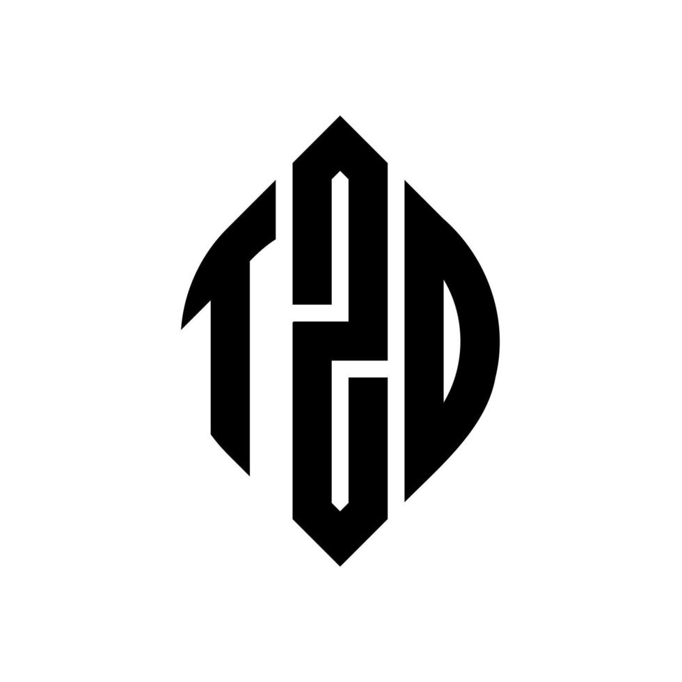 diseño de logotipo de letra de círculo tzd con forma de círculo y elipse. letras elipses tzd con estilo tipográfico. las tres iniciales forman un logo circular. vector de marca de letra de monograma abstracto del emblema del círculo tzd.