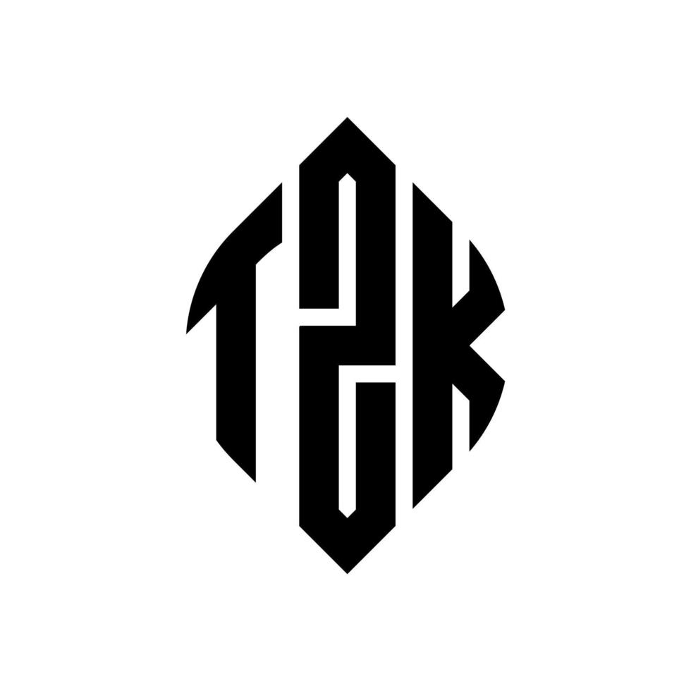 diseño de logotipo de letra circular tzk con forma de círculo y elipse. letras elipses tzk con estilo tipográfico. las tres iniciales forman un logo circular. vector de marca de letra de monograma abstracto del emblema del círculo tzk.