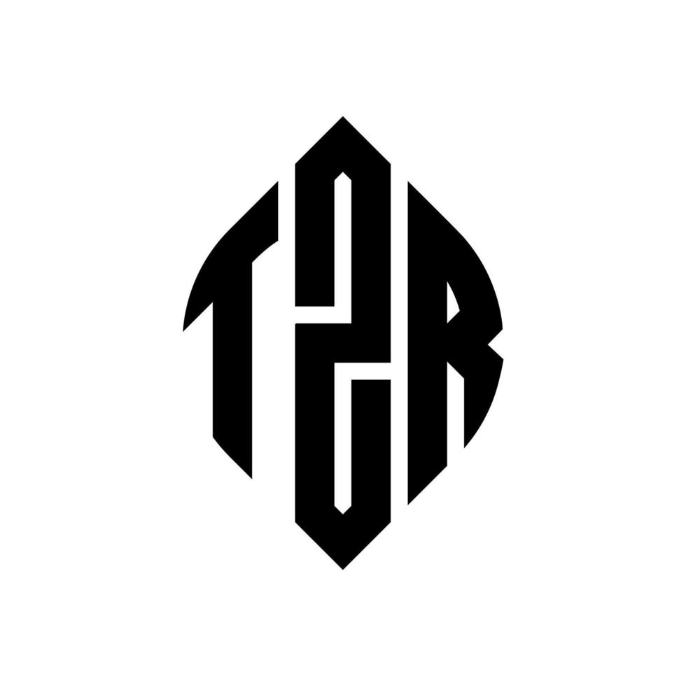 diseño de logotipo de letra de círculo tzr con forma de círculo y elipse. letras elipses tzr con estilo tipográfico. las tres iniciales forman un logo circular. vector de marca de letra de monograma abstracto del emblema del círculo tzr.