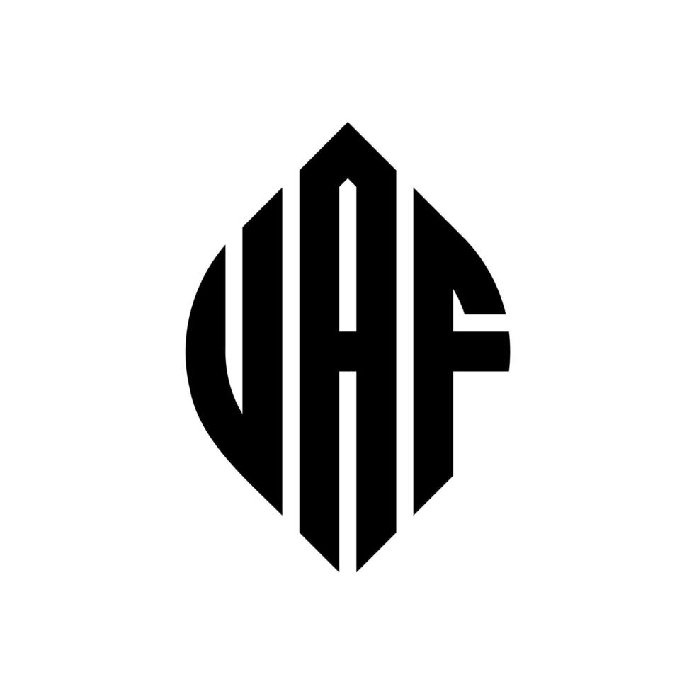 diseño de logotipo de letra de círculo uaf con forma de círculo y elipse. uaf letras elipses con estilo tipográfico. las tres iniciales forman un logo circular. vector de marca de letra de monograma abstracto del emblema del círculo uaf.