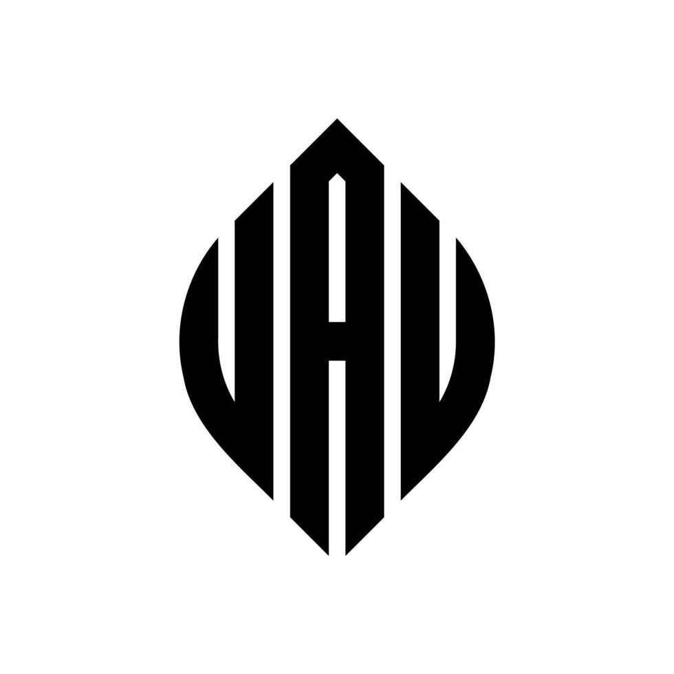 UAV circle letter logo design with circle and ellipse shape. UAV ellipse letters with typographic style. The three initials form a circle logo. UAV Circle Emblem Abstract Monogram Letter Mark Vector. vector
