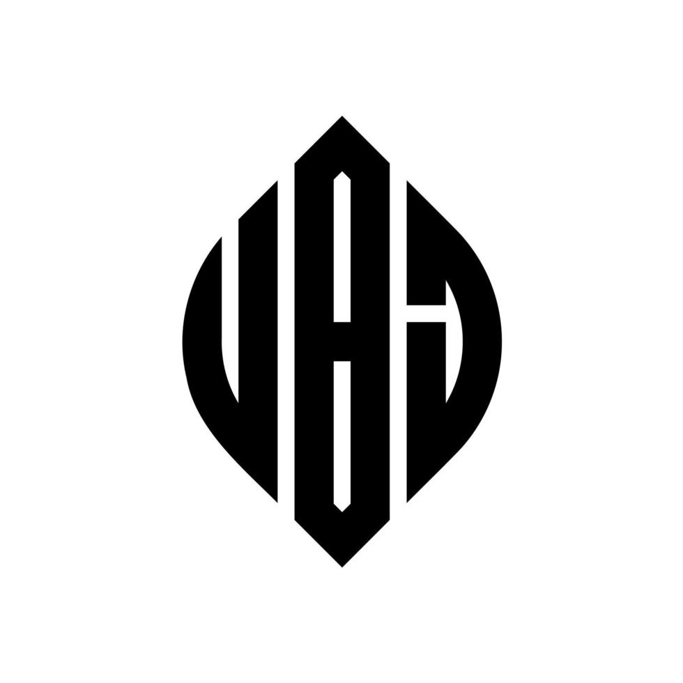 UBJ circle letter logo design with circle and ellipse shape. UBJ ellipse letters with typographic style. The three initials form a circle logo. UBJ Circle Emblem Abstract Monogram Letter Mark Vector. vector