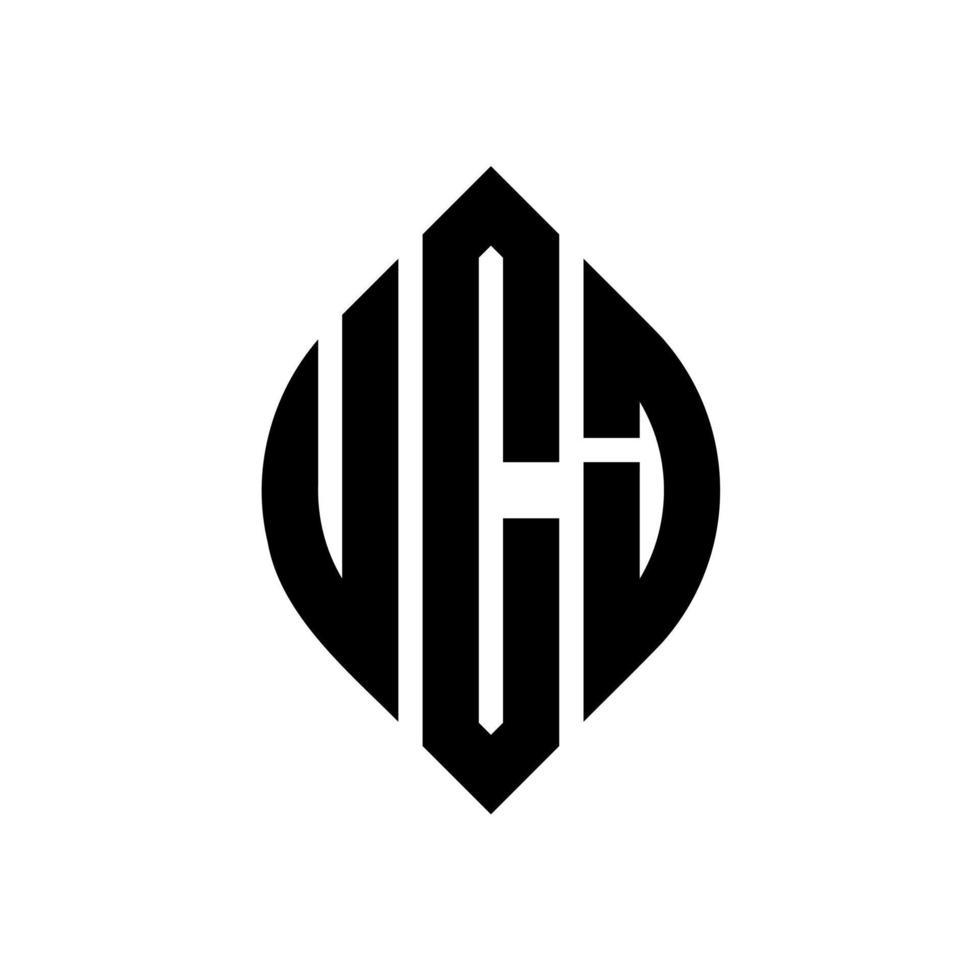 UCJ circle letter logo design with circle and ellipse shape. UCJ ellipse letters with typographic style. The three initials form a circle logo. UCJ Circle Emblem Abstract Monogram Letter Mark Vector. vector