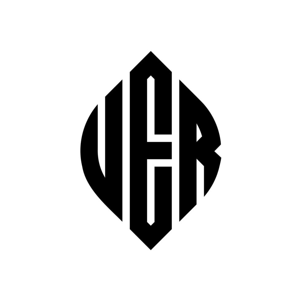 UER circle letter logo design with circle and ellipse shape. UER ellipse letters with typographic style. The three initials form a circle logo. UER Circle Emblem Abstract Monogram Letter Mark Vector. vector