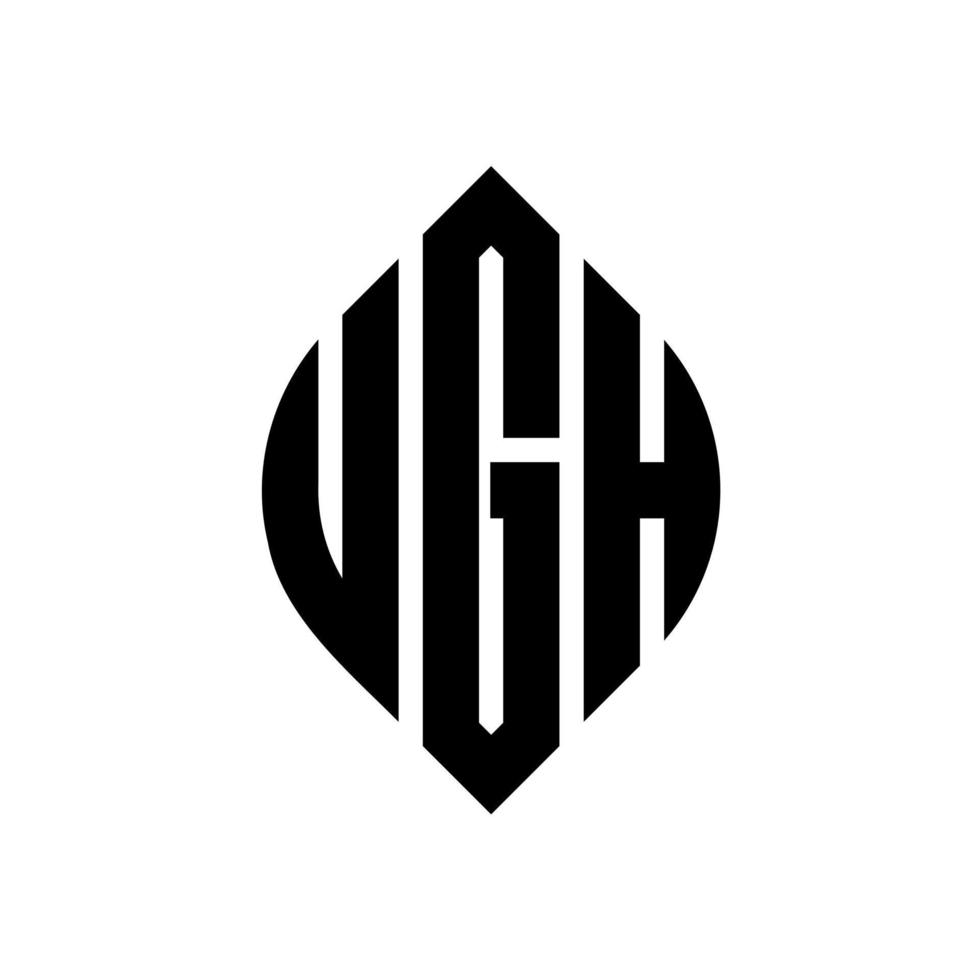 diseño de logotipo de letra de círculo de ugh con forma de círculo y elipse. ugh letras elipses con estilo tipográfico. las tres iniciales forman un logo circular. ugh círculo emblema resumen monograma letra marca vector. vector