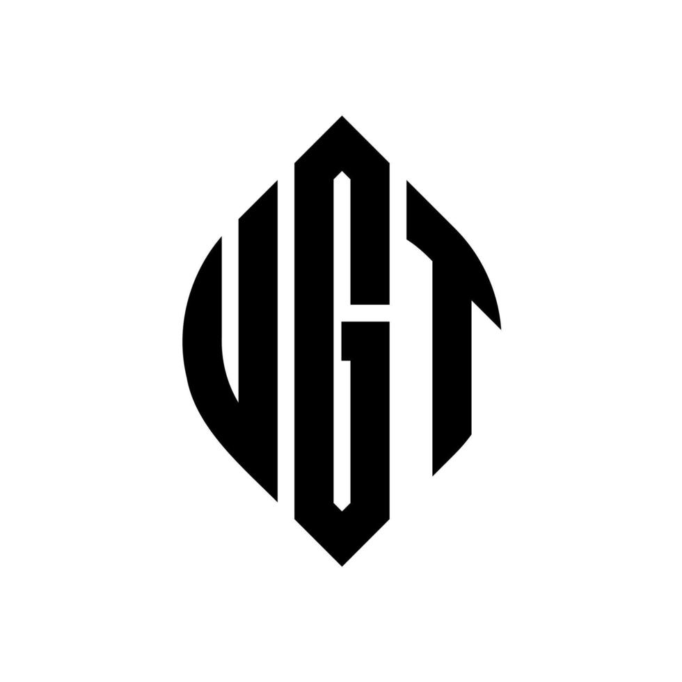 diseño de logotipo de letra de círculo ugt con forma de círculo y elipse. ugt letras elipses con estilo tipográfico. las tres iniciales forman un logo circular. vector de marca de letra de monograma abstracto del emblema del círculo ugt.