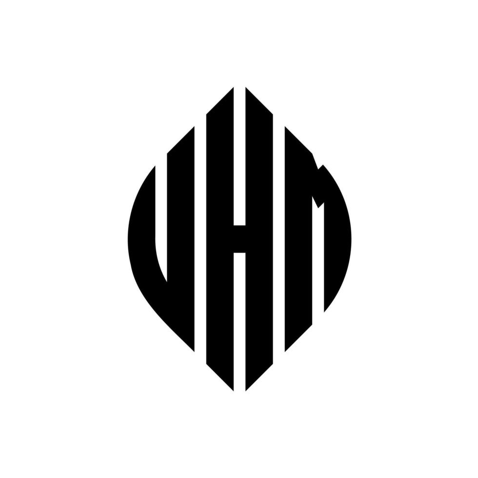 diseño de logotipo de letra de círculo uhm con forma de círculo y elipse. uhm letras elipses con estilo tipográfico. las tres iniciales forman un logo circular. vector de marca de letra de monograma abstracto del emblema del círculo uhm.