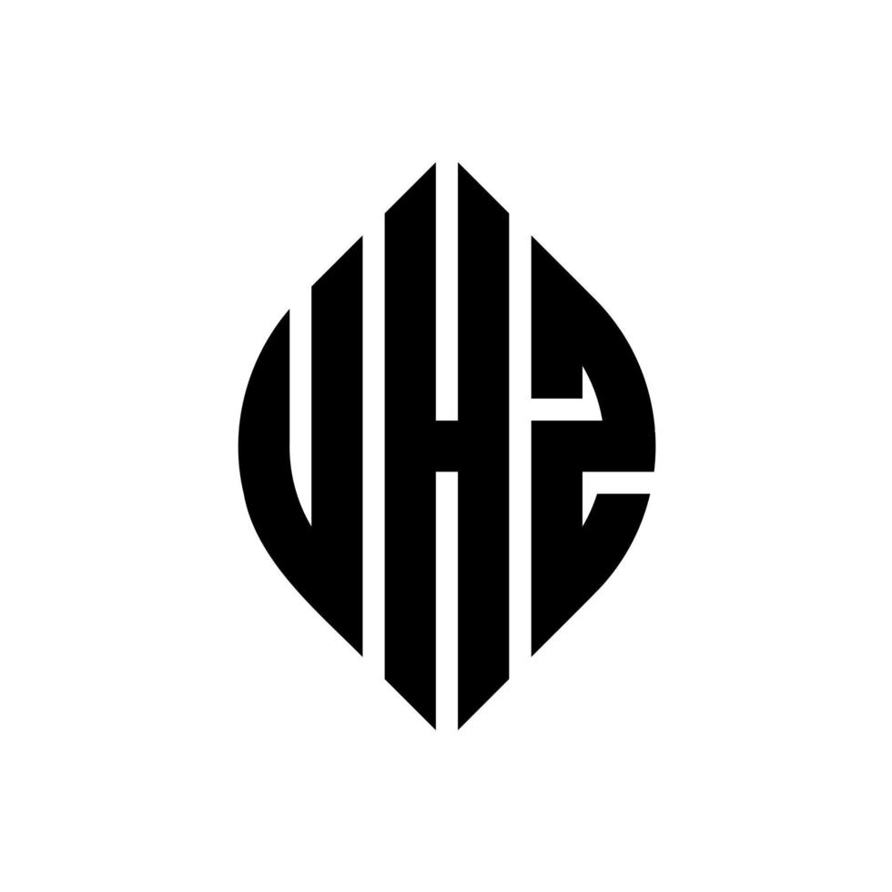 UHZ circle letter logo design with circle and ellipse shape. UHZ ellipse letters with typographic style. The three initials form a circle logo. UHZ Circle Emblem Abstract Monogram Letter Mark Vector. vector