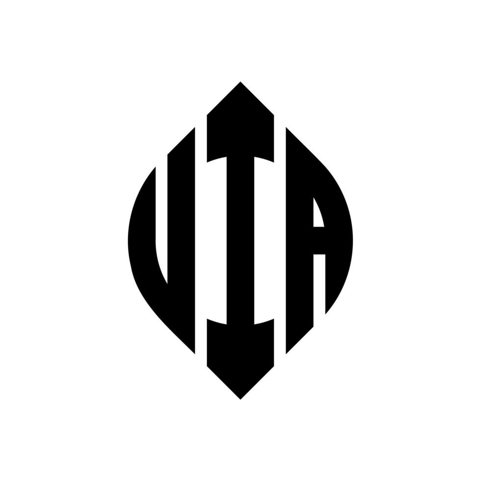 UIA circle letter logo design with circle and ellipse shape. UIA ellipse letters with typographic style. The three initials form a circle logo. UIA Circle Emblem Abstract Monogram Letter Mark Vector. vector