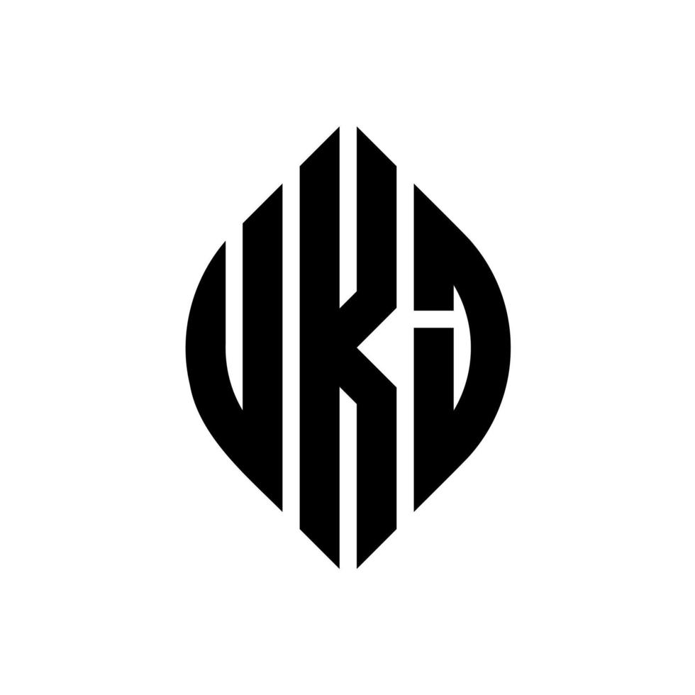 diseño de logotipo de letra circular ukj con forma de círculo y elipse. letras elipses ukj con estilo tipográfico. las tres iniciales forman un logo circular. vector de marca de letra de monograma abstracto del emblema del círculo ukj.