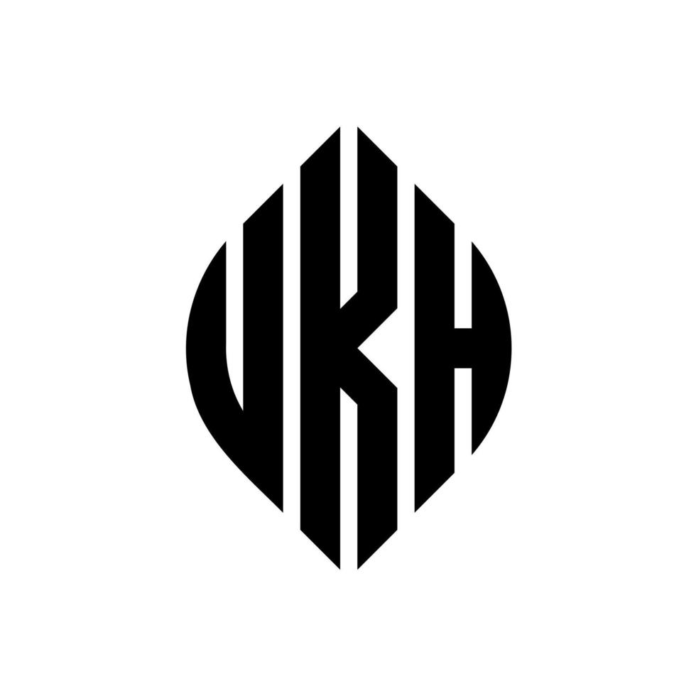 diseño de logotipo de letra de círculo ukh con forma de círculo y elipse. letras elipses ukh con estilo tipográfico. las tres iniciales forman un logo circular. vector de marca de letra de monograma abstracto del emblema del círculo ukh.