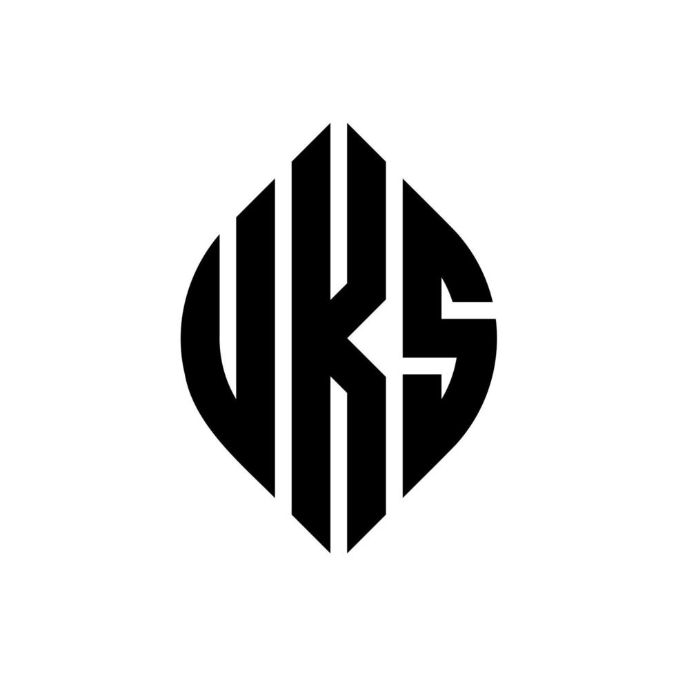 diseño de logotipo de letra de círculo de uks con forma de círculo y elipse. uks elipse letras con estilo tipográfico. las tres iniciales forman un logo circular. vector de marca de letra de monograma abstracto del emblema del círculo del Reino Unido.