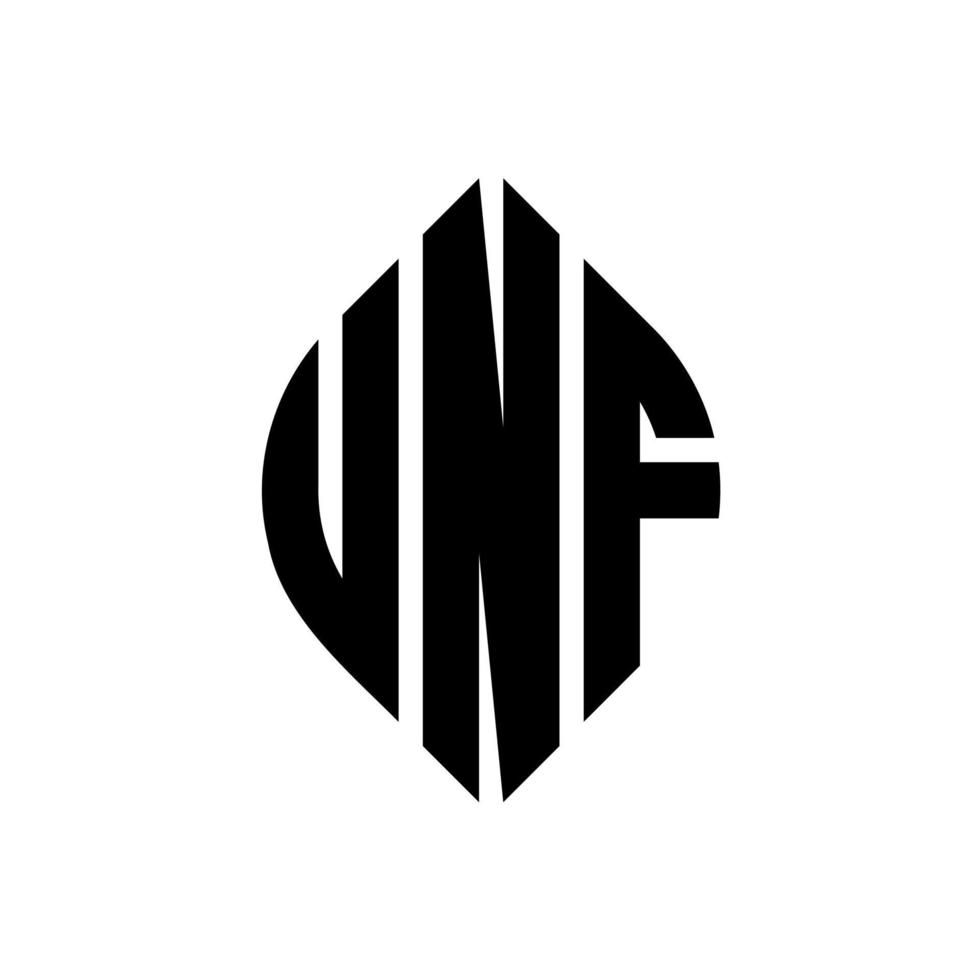 diseño de logotipo de letra de círculo unf con forma de círculo y elipse. unf elipse letras con estilo tipográfico. las tres iniciales forman un logo circular. vector de marca de letra de monograma abstracto del emblema del círculo unf.