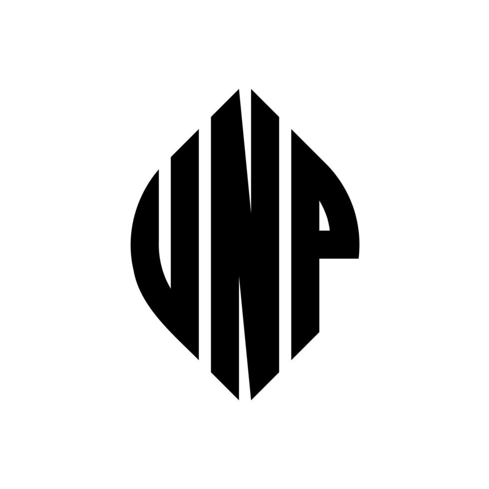 UNP circle letter logo design with circle and ellipse shape. UNP ellipse letters with typographic style. The three initials form a circle logo. UNP Circle Emblem Abstract Monogram Letter Mark Vector. vector