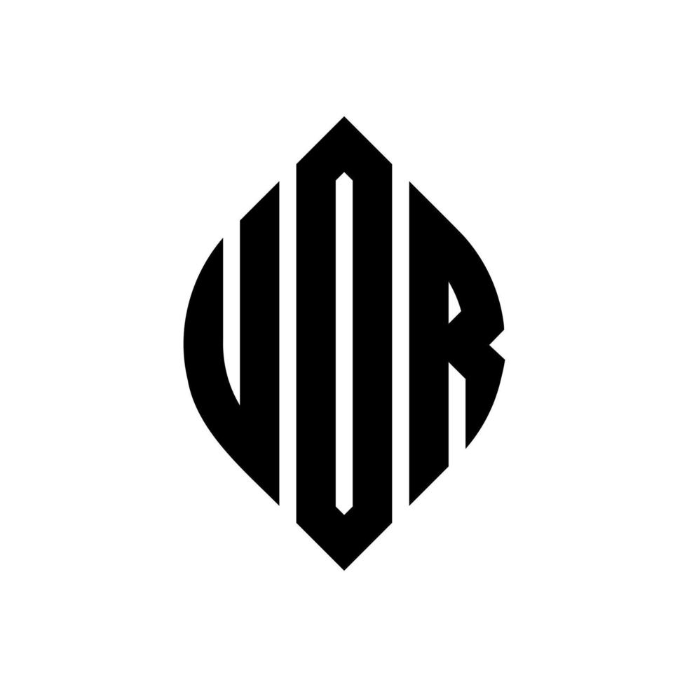 UOR circle letter logo design with circle and ellipse shape. UOR ellipse letters with typographic style. The three initials form a circle logo. UOR Circle Emblem Abstract Monogram Letter Mark Vector. vector