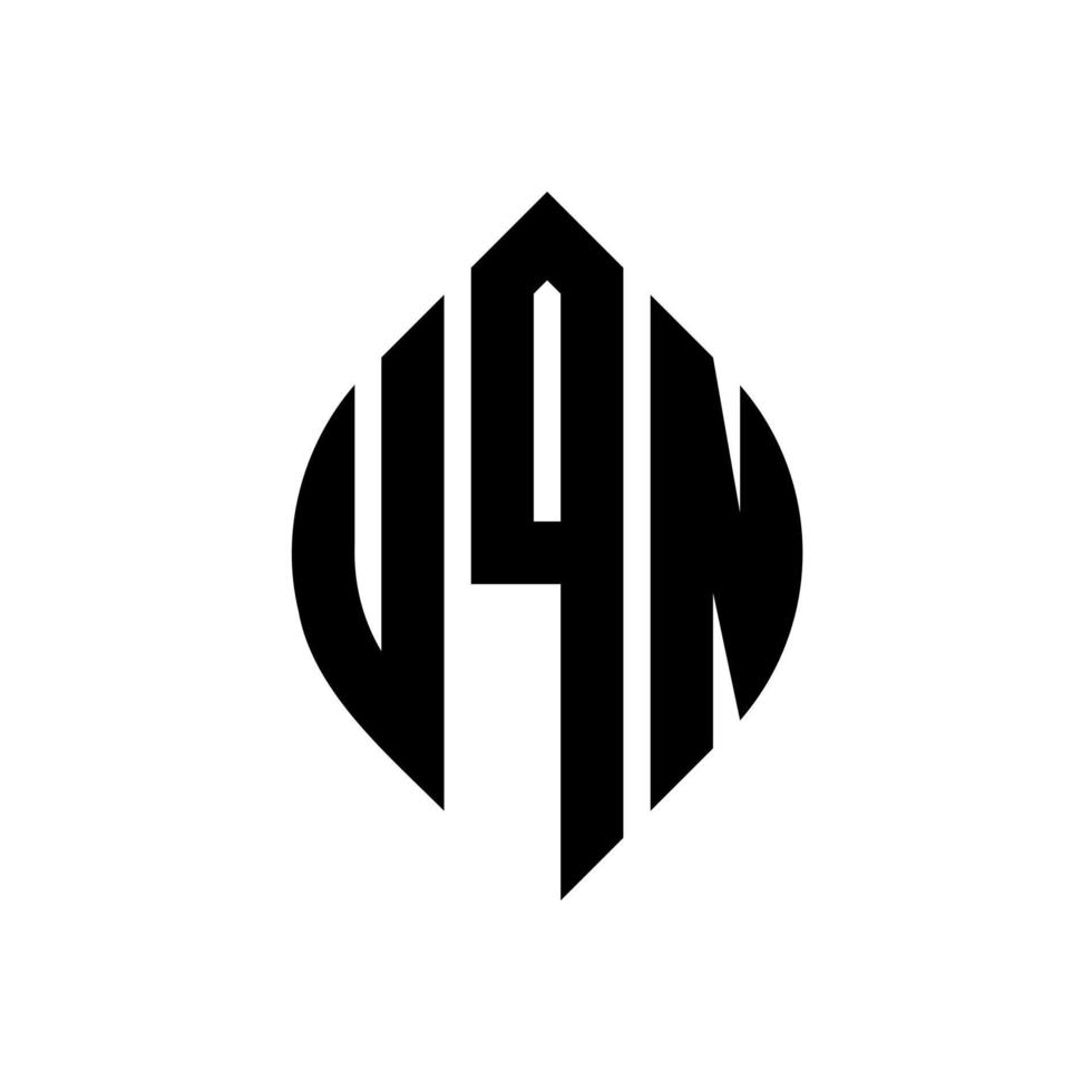 UQN circle letter logo design with circle and ellipse shape. UQN ellipse letters with typographic style. The three initials form a circle logo. UQN Circle Emblem Abstract Monogram Letter Mark Vector. vector