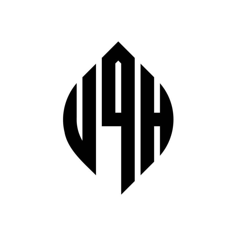 diseño de logotipo de letra de círculo uqh con forma de círculo y elipse. uqh letras elipses con estilo tipográfico. las tres iniciales forman un logo circular. vector de marca de letra de monograma abstracto del emblema del círculo uqh.