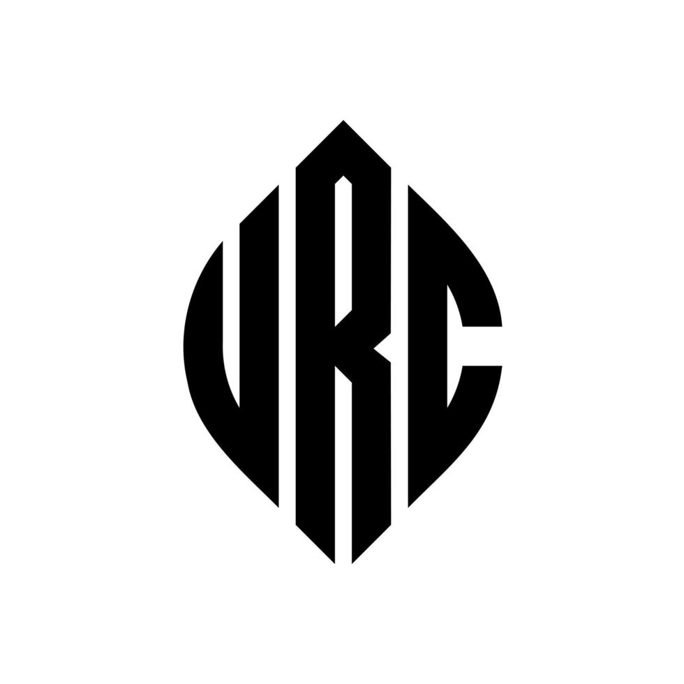 diseño de logotipo de letra de círculo urc con forma de círculo y elipse. letras de elipse urc con estilo tipográfico. las tres iniciales forman un logo circular. vector de marca de letra de monograma abstracto del emblema del círculo urc.