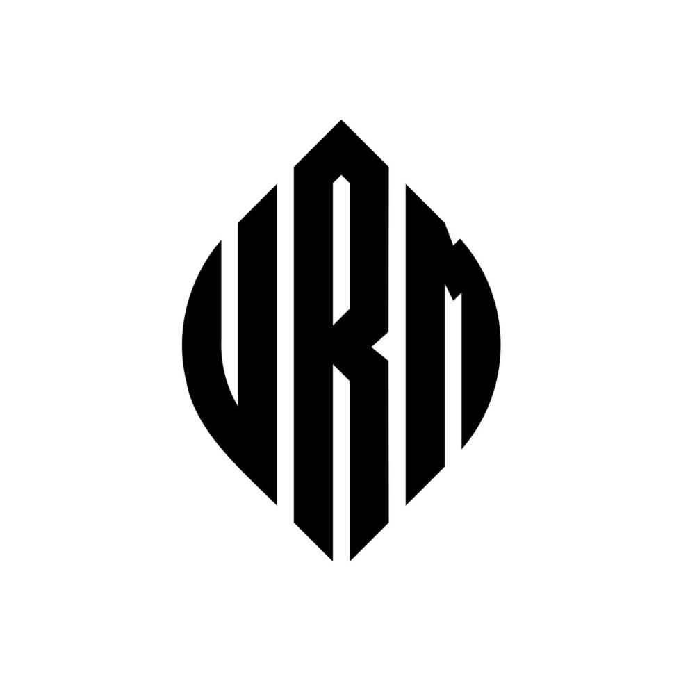 URM circle letter logo design with circle and ellipse shape. URM ellipse letters with typographic style. The three initials form a circle logo. URM Circle Emblem Abstract Monogram Letter Mark Vector. vector