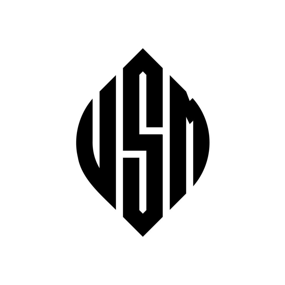 USM circle letter logo design with circle and ellipse shape. USM ellipse letters with typographic style. The three initials form a circle logo. USM Circle Emblem Abstract Monogram Letter Mark Vector. vector