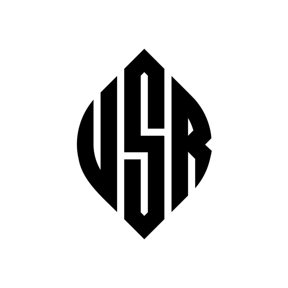 USR circle letter logo design with circle and ellipse shape. USR ellipse letters with typographic style. The three initials form a circle logo. USR Circle Emblem Abstract Monogram Letter Mark Vector. vector