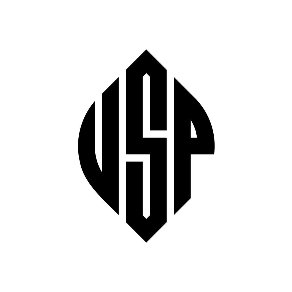 diseño de logotipo de letra de círculo usp con forma de círculo y elipse. usp letras elipses con estilo tipográfico. las tres iniciales forman un logo circular. vector de marca de letra de monograma abstracto del emblema del círculo usp.