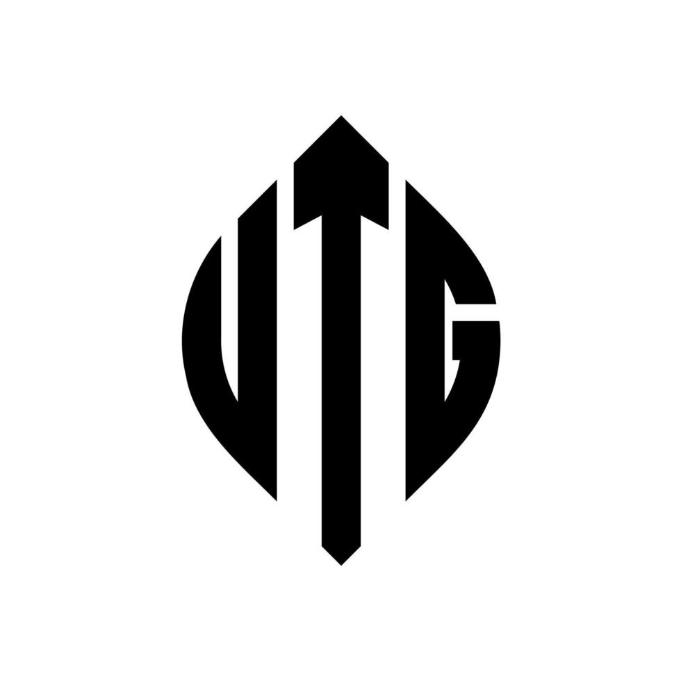 UTG circle letter logo design with circle and ellipse shape. UTG ellipse letters with typographic style. The three initials form a circle logo. UTG Circle Emblem Abstract Monogram Letter Mark Vector. vector