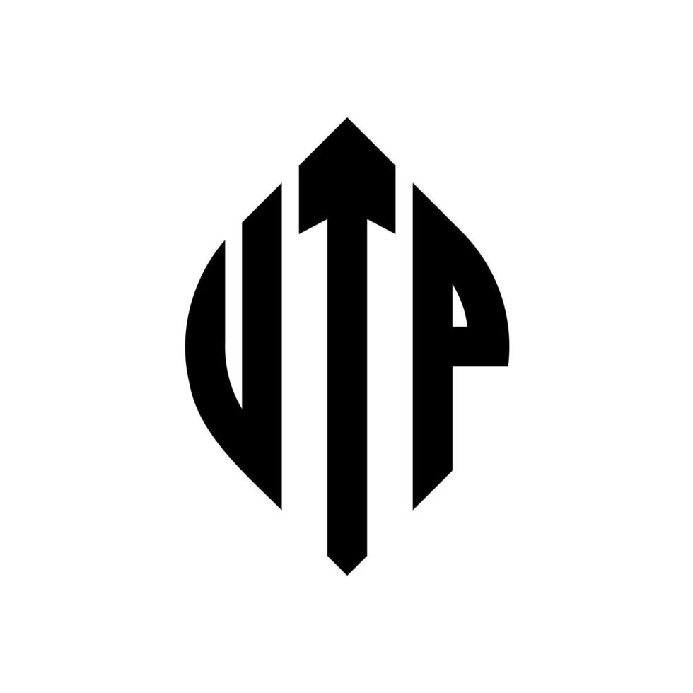 diseño de logotipo de letra de círculo utp con forma de círculo y elipse. Letras de elipse utp con estilo tipográfico. las tres iniciales forman un logo circular. vector de marca de letra de monograma abstracto del emblema del círculo utp.