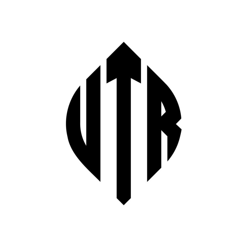 diseño de logotipo de letra circular utr con forma de círculo y elipse. utr letras elipses con estilo tipográfico. las tres iniciales forman un logo circular. vector de marca de letra de monograma abstracto del emblema del círculo utr.