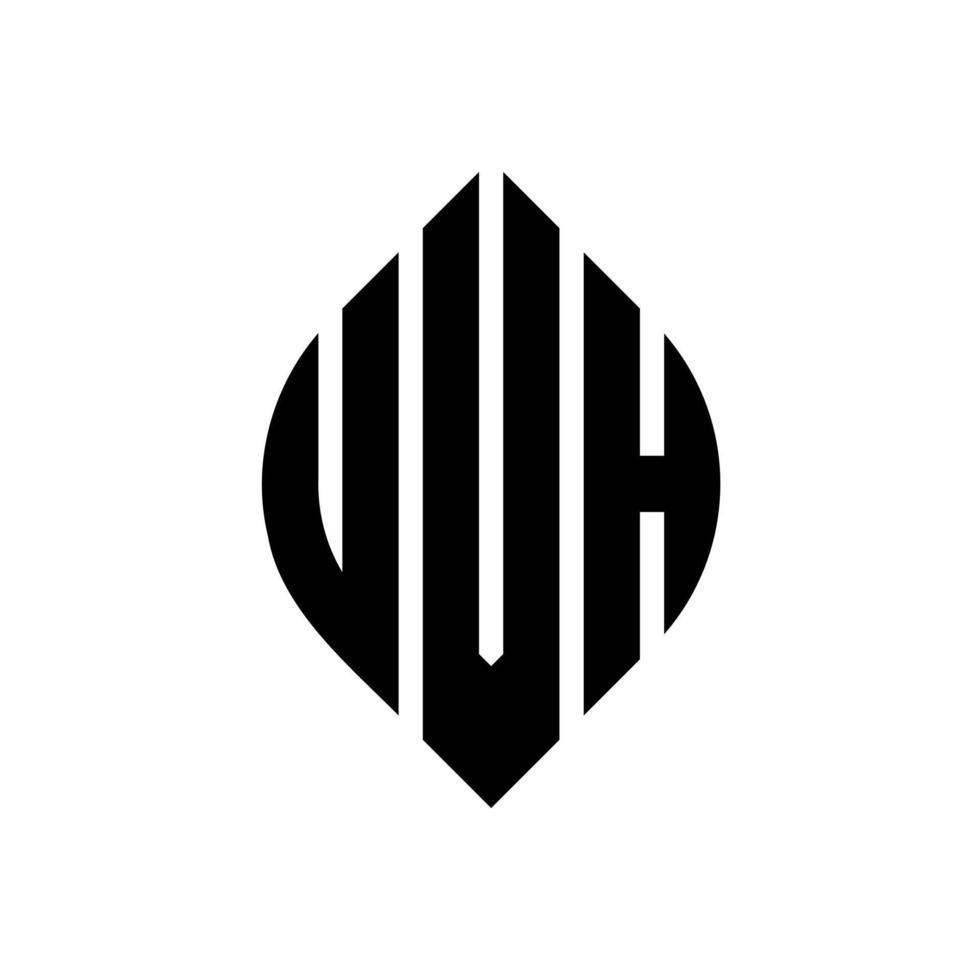 diseño de logotipo de letra de círculo uvh con forma de círculo y elipse. letras elipses uvh con estilo tipográfico. las tres iniciales forman un logo circular. vector de marca de letra de monograma abstracto del emblema del círculo uvh.