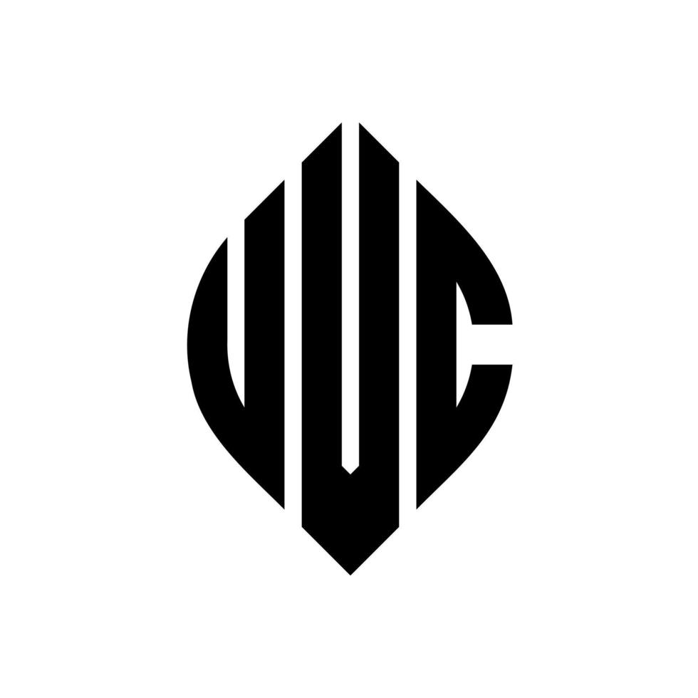 diseño de logotipo de letra de círculo uvc con forma de círculo y elipse. Letras de elipse uvc con estilo tipográfico. las tres iniciales forman un logo circular. vector de marca de letra de monograma abstracto del emblema del círculo uvc.