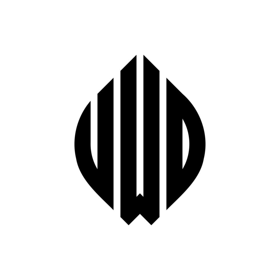 UWD circle letter logo design with circle and ellipse shape. UWD ellipse letters with typographic style. The three initials form a circle logo. UWD Circle Emblem Abstract Monogram Letter Mark Vector. vector