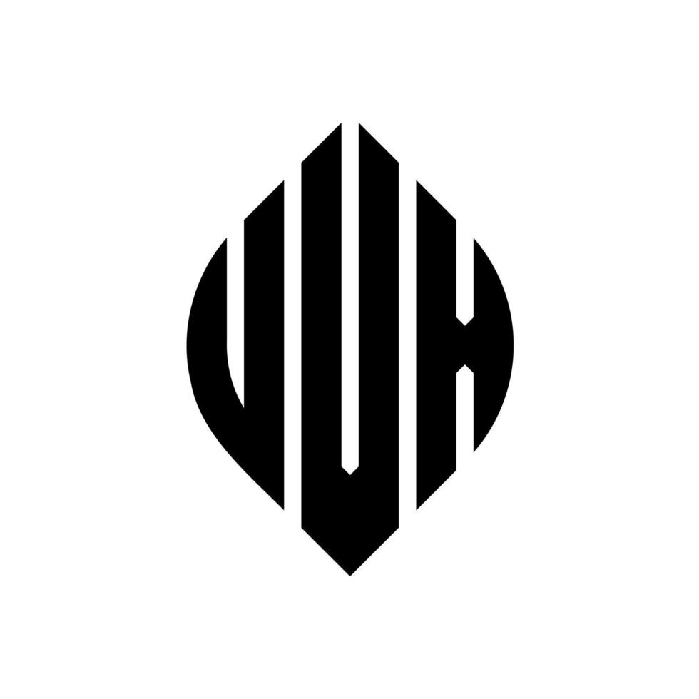 diseño de logotipo de letra de círculo uvx con forma de círculo y elipse. Letras de elipse uvx con estilo tipográfico. las tres iniciales forman un logo circular. vector de marca de letra de monograma abstracto del emblema del círculo uvx.