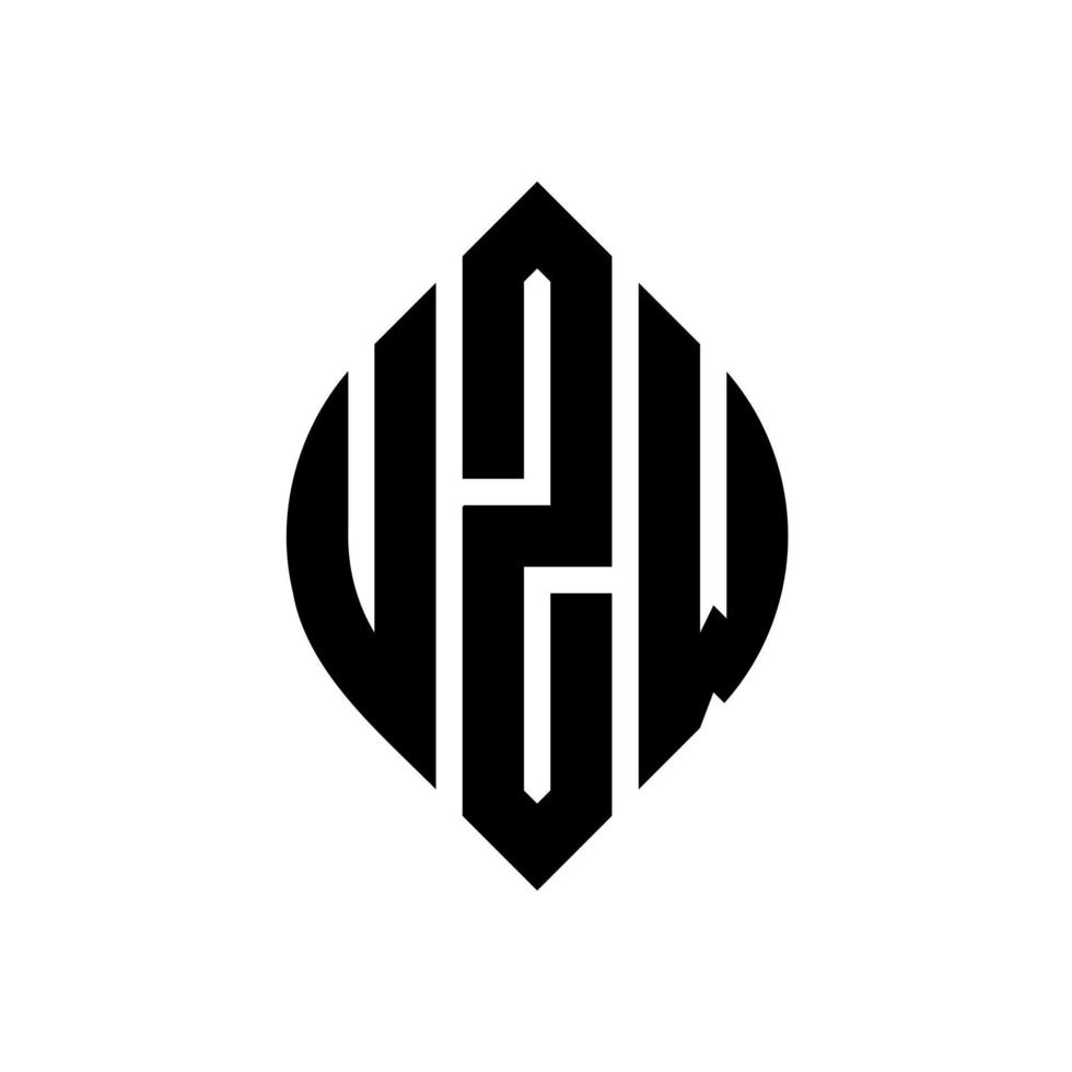 diseño de logotipo de letra de círculo uzw con forma de círculo y elipse. letras elipses uzw con estilo tipográfico. las tres iniciales forman un logo circular. vector de marca de letra de monograma abstracto del emblema del círculo uzw.