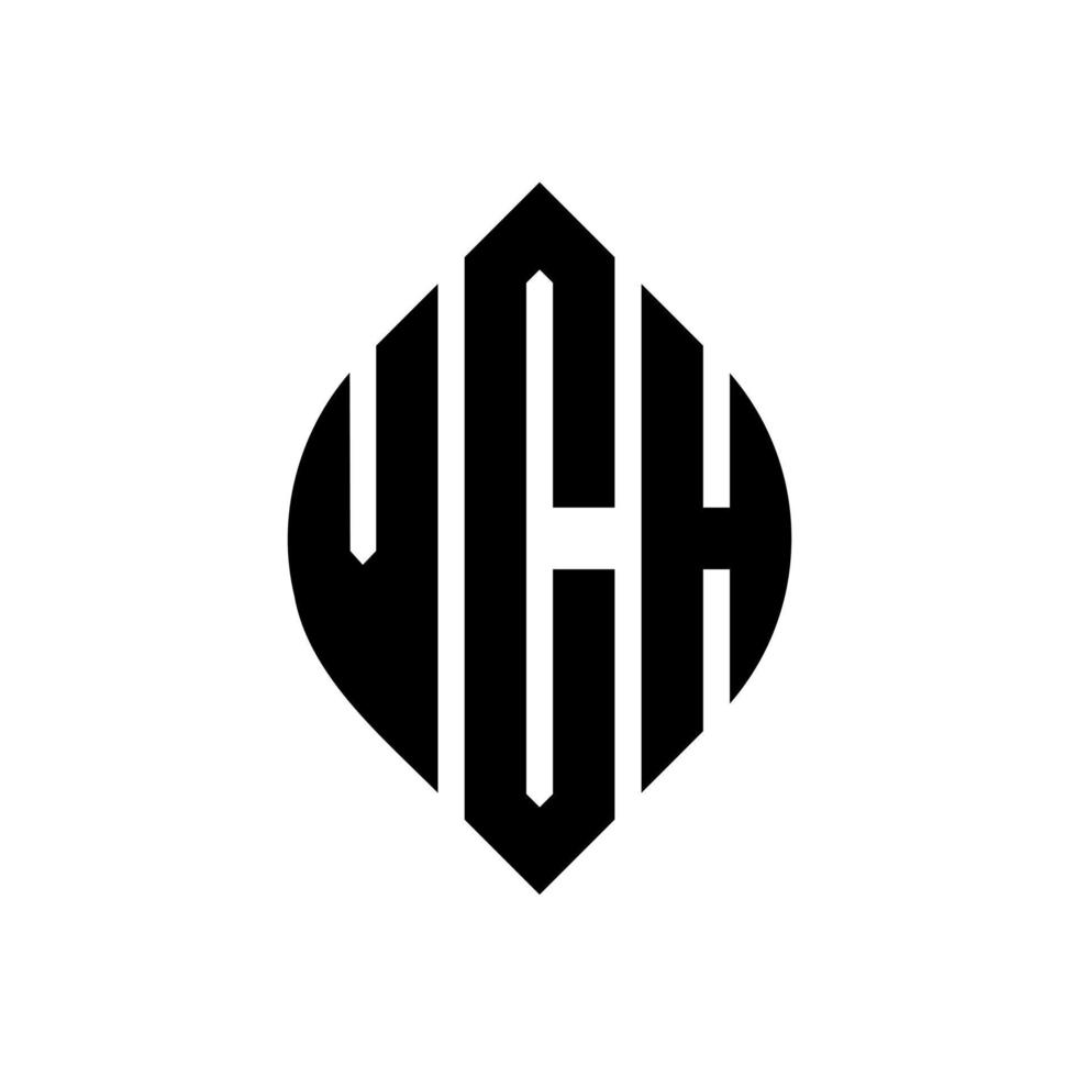 diseño de logotipo de letra de círculo vch con forma de círculo y elipse. vch letras elipses con estilo tipográfico. las tres iniciales forman un logo circular. vector de marca de letra de monograma abstracto del emblema del círculo vch.