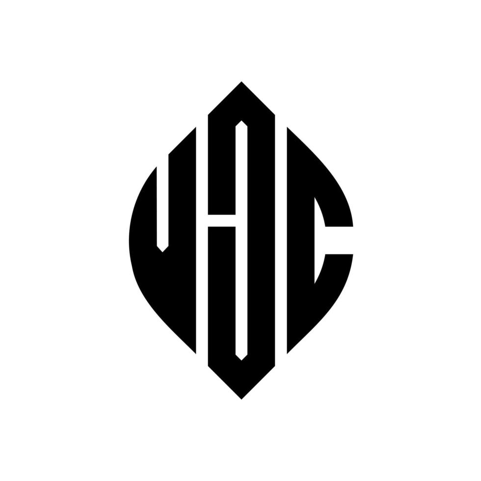 diseño de logotipo de letra de círculo vjc con forma de círculo y elipse. Letras de elipse vjc con estilo tipográfico. las tres iniciales forman un logo circular. vector de marca de letra de monograma abstracto del emblema del círculo vjc.