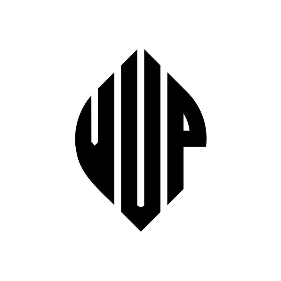 diseño de logotipo de letra de círculo vup con forma de círculo y elipse. vup letras elipses con estilo tipográfico. las tres iniciales forman un logo circular. vector de marca de letra de monograma abstracto del emblema del círculo vup.